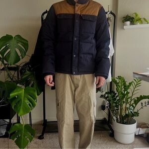 Levis - Brown and navy puffer jacket.
